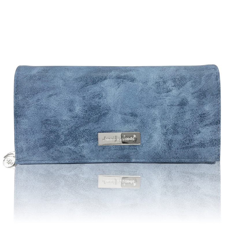 JENNIFER JONES NŐI PÉNZTÁRCA 1109-7 KOPTATOTT KÉK - NAGY MÉRET - CIPZÁROS APRÓTARTÓVAL - Image 2