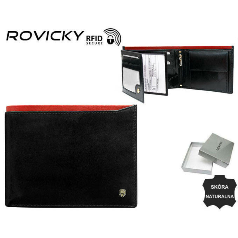 FÉRFI BŐR PÉNZTÁRCA N992-RVT-6917 Black+Red