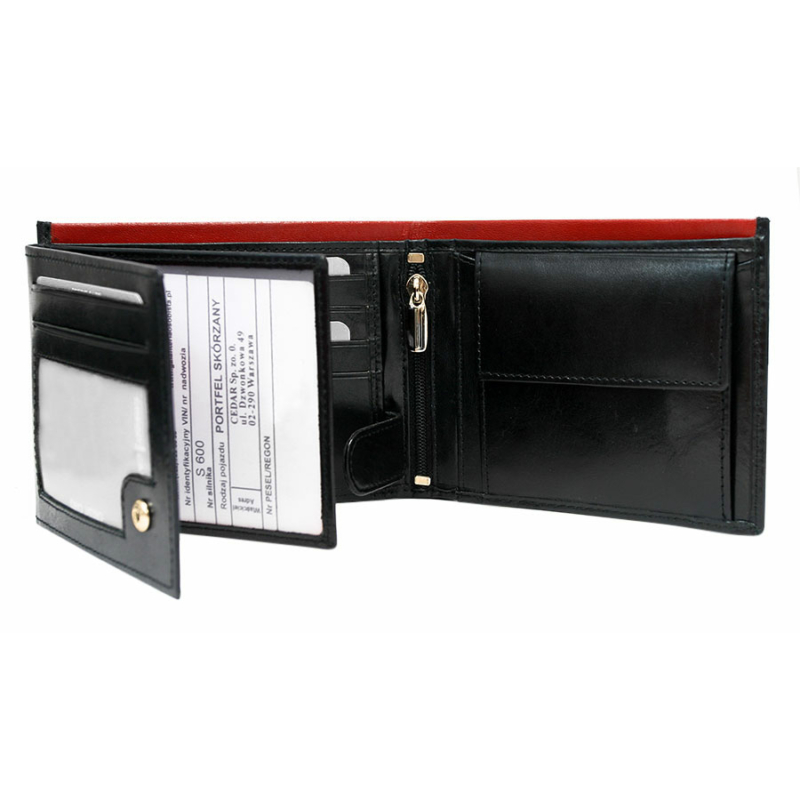 FÉRFI BŐR PÉNZTÁRCA N992-RVT-6917 Black+Red - Image 2