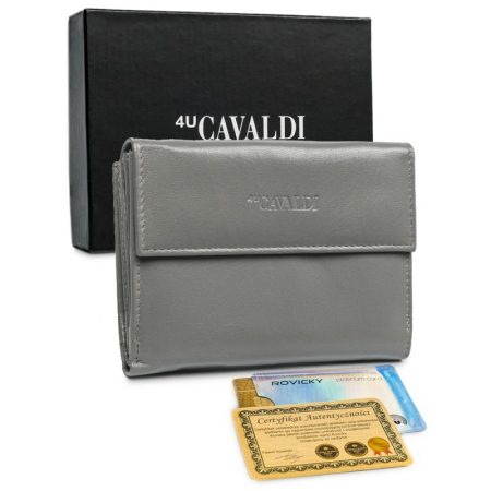 NŐI BŐR PÉNZTÁRCA SZÜRKE MATT HÁTUL KÁRTYATARTÓ KÖZEPES MÉRET