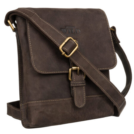 FÉRFI BŐR OLDALTÁSKA MN-9-MH-1890- SÖTÉT BARNA