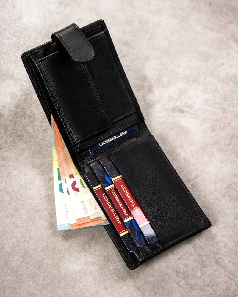 Peterson Férfi Bőr Pénztárca Szett + Kulcstartóval Set-M-N994L-Gvt-2296 Black - Image 7