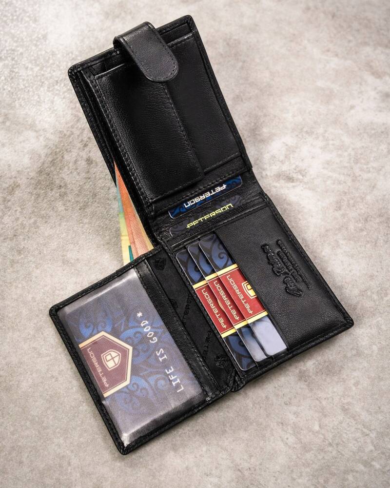 Peterson Férfi Bőr Pénztárca Szett + Kulcstartóval Set-M-N994L-Gvt-2296 Black - Image 8