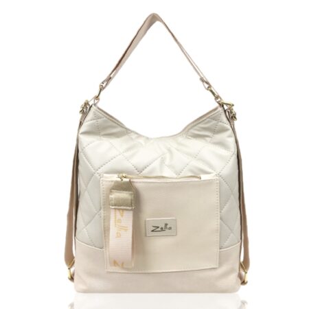 Zellia Női Válltáska/Hátizsáká Alakítható 19010 Beige Matt - Steppelt -