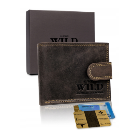 Wild Férfi Bőr Pénztárca N0035L-CHM-8731 Sötét Barna-