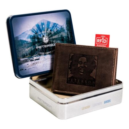 PETERSON FÉRFI BŐR PÉNZTÁRCA -PTN 304 BOB MARLEY-5620 HUNT- BARNA-