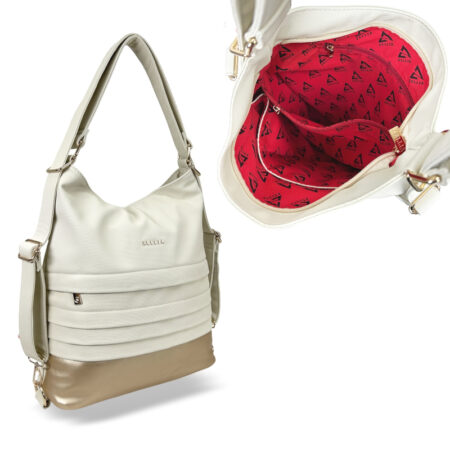 Zellia Női Válltáska/Hátizsáká Alakítható Hz-111 Beige-Pezsgő Arany - D217 -