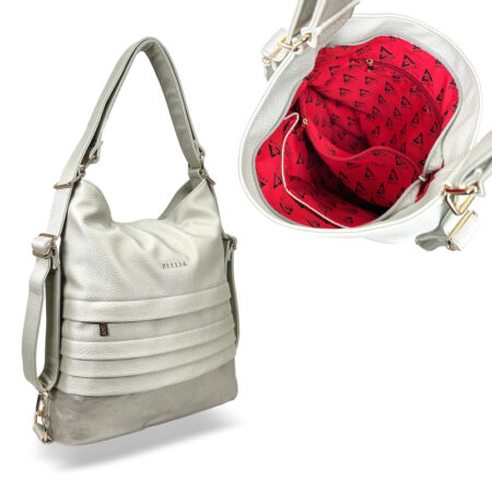 Zellia Női Válltáska/Hátizsáká Alakítható Hz-111 Pearl Beige - Gyöngyházas - K960