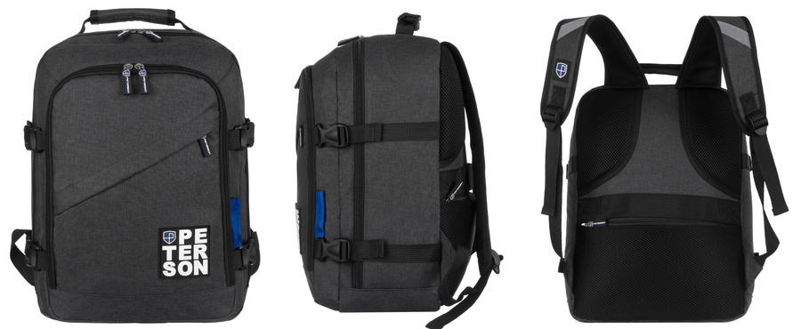 Peterson Hátizsák PTN PLG-02-T BLACK+BLUE- Fekete+Kék - Image 3