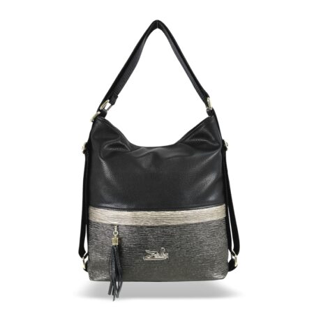 Zellia Női Válltáska/Hátizsáká Alakítható 24040 Fekete-Bronz - Groove -