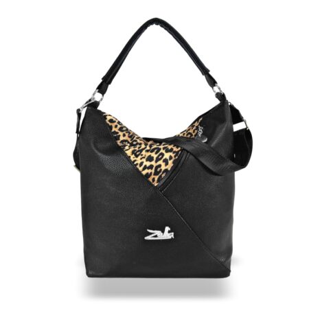Zellia Női Válltáska 17008 Fekete - Ocelot Minta -