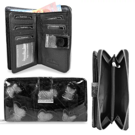 Jennifer Jones Női Bőr Pénztárca 5280-14 Fekete Pillangó - Közepes Méret