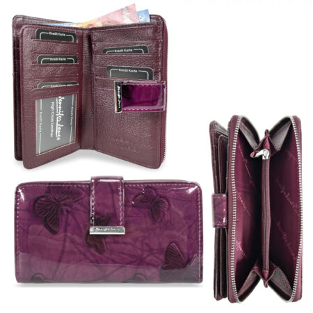 Jennifer Jones Női Bőr Pénztárca 5280-14 Lila Pillangó - Közepes Méret