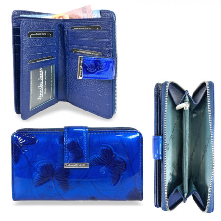 Jennifer Jones Női Bőr Pénztárca 5280-14 Kék Pillangó - Közepes Méret