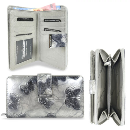 Jennifer Jones Női Bőr Pénztárca 5280-14 Ezüst Pillangó - Közepes Méret