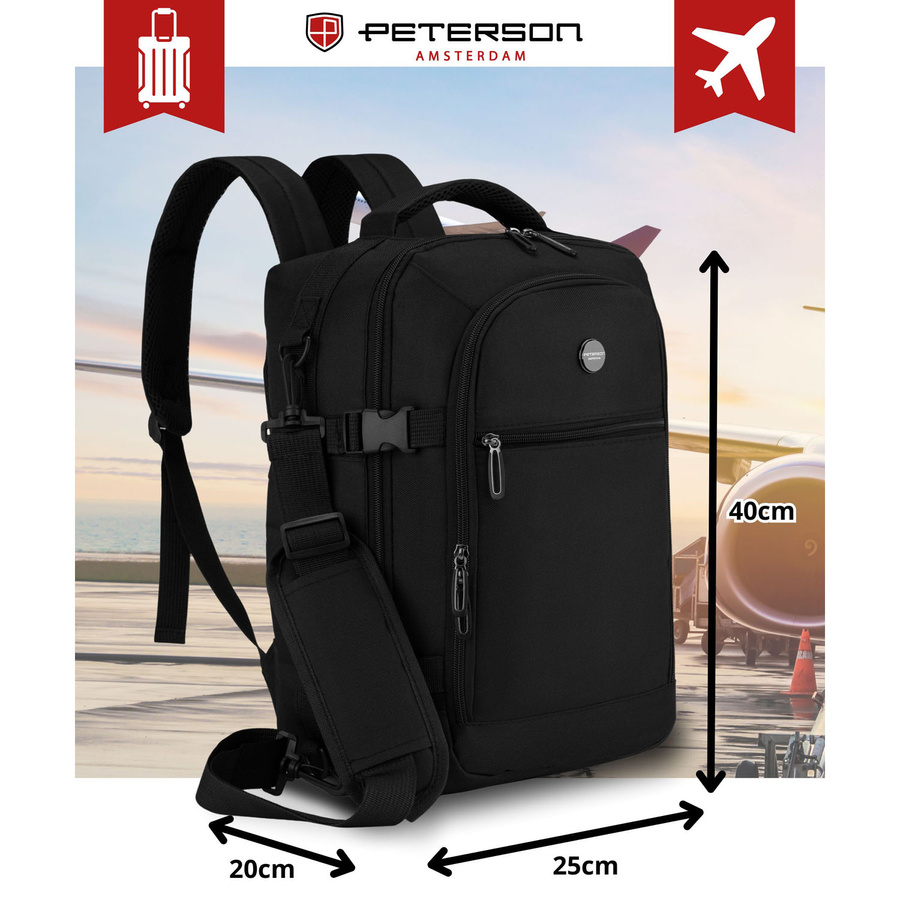 Peterson Hátizsák - Kézipoggyász - Ptn Gawron-6-9621 Black - 40 X 25 X 20 Cm - - Image 3