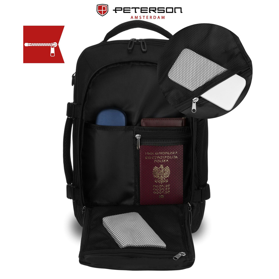 Peterson Hátizsák - Kézipoggyász - Ptn Gawron-6-9621 Black - 40 X 25 X 20 Cm - - Image 8