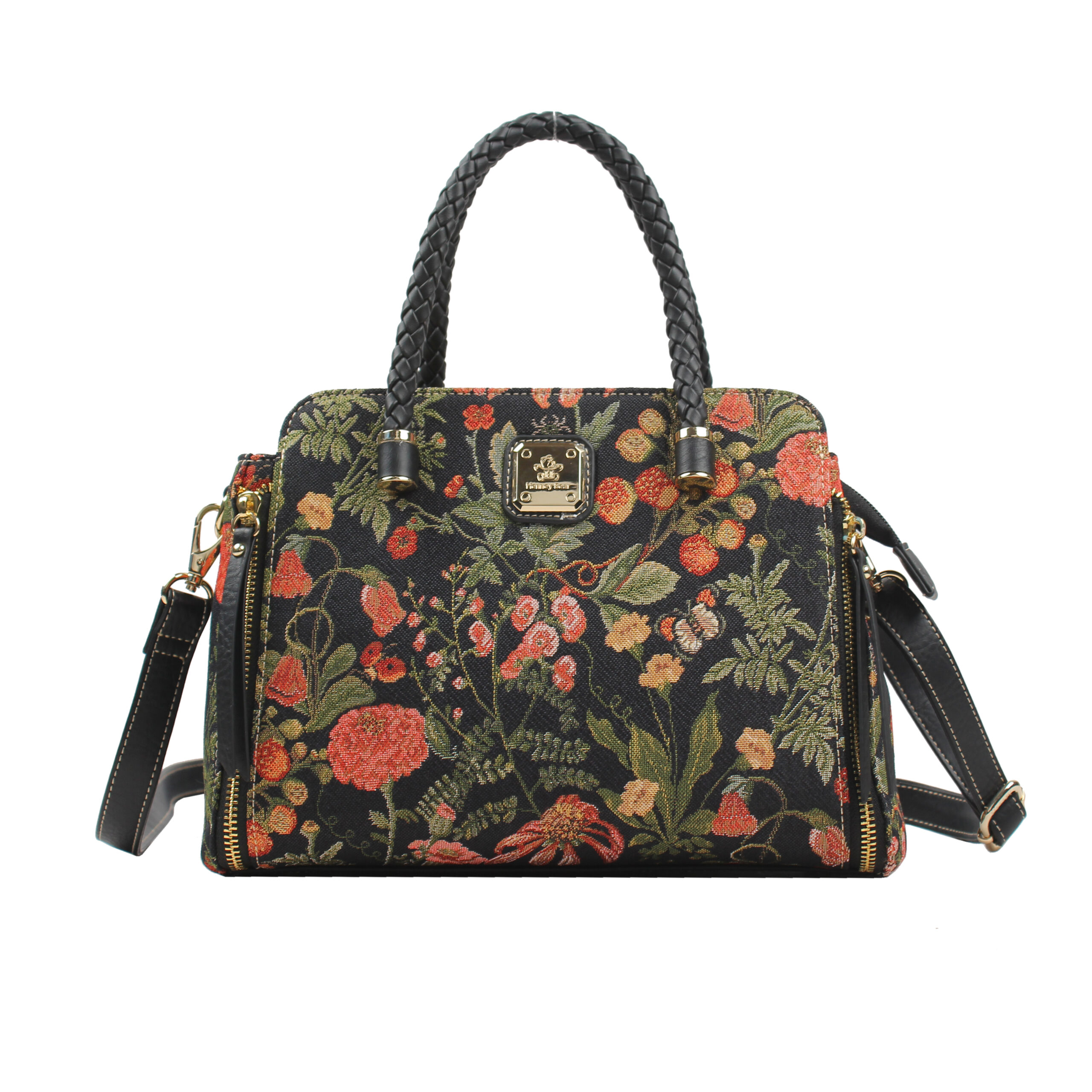 Henney Bear, H-336-FLORAL SUMMER BLACK, Válltáska, Kézitáska