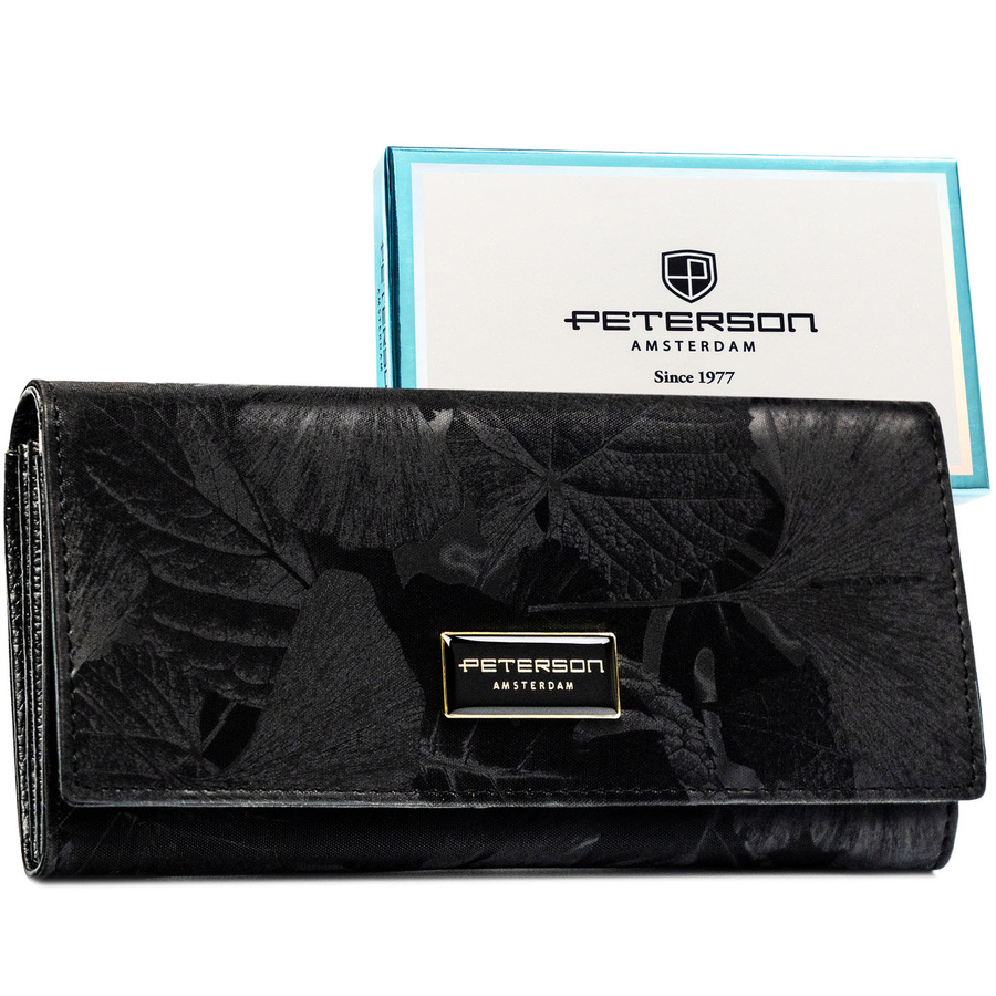 Peterson Női Pénztárca - Echo És Természetes Bőr Ptn Ps401-Mlf-2463 Black - Fekete