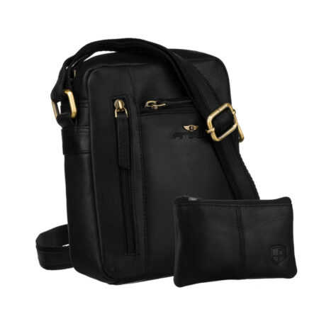 Peterson Férfi Bőr Oldaltáska PTN YP002E-OPU-6774-Black- Fekete-