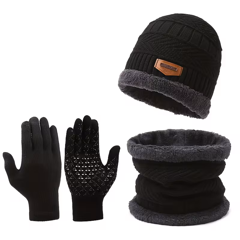 Sapka + Sál + Kesztyű Szett -Fekete-WG5894255-