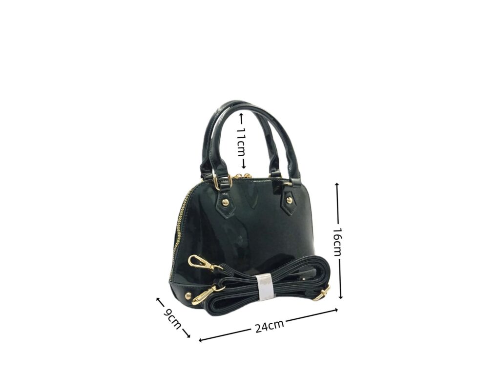 Sara Moda- Kézitáska- Kis méret- Szegecselt- SM2172- Fekete Lakk- - Image 3