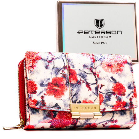 Peterson Női Pénztárca - Virágmintás- PTN 0015-BKY-9587 WH-