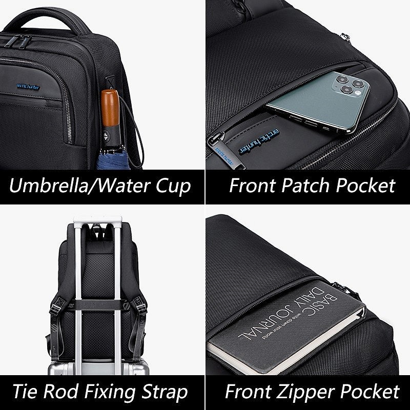 Arctic Hunter, AH-B00477-black, Üzleti hátizsák, Laptoptáska - Image 9