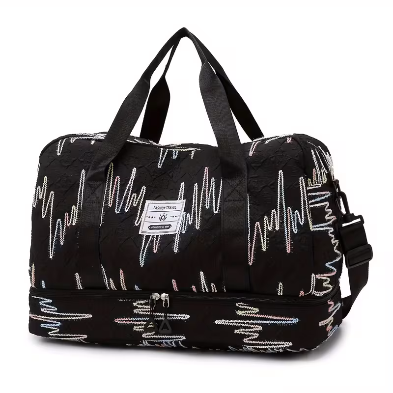 -UTAZÓTÁSKA -MINTÁS- Fekete