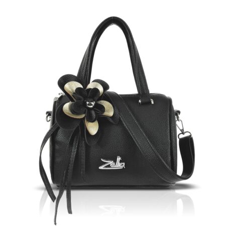 Zellia Női Kézitáska 26024F Fekete-Arany - Virág Dísszel -