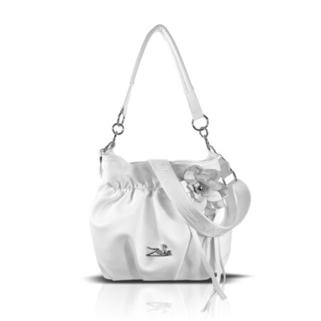 Zellia Női Válltáska 26026F Fehér-Ezüst - Virág Dísszel -