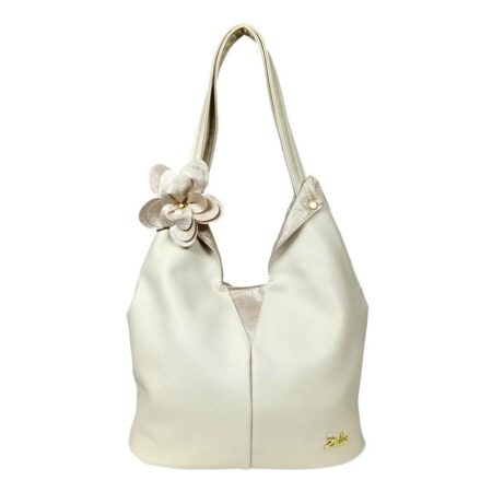 Zellia Női Válltáska Zlb406-Beige- Arany - Virág disszel