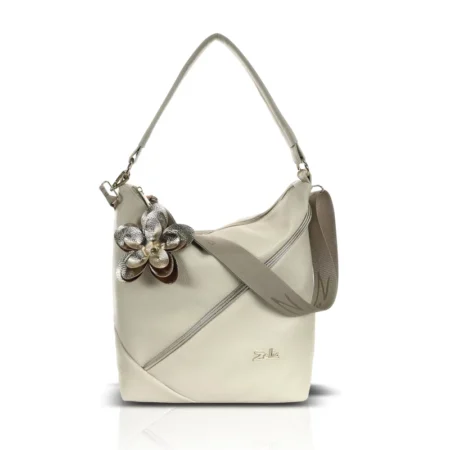Zellia Női Válltáska Zlb332-F Beige-Arany - Virág Dísszel -