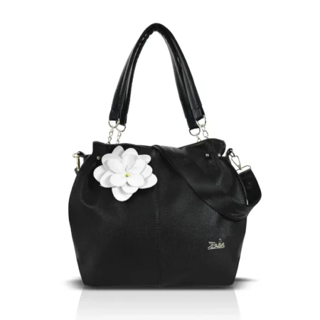 Zellia Női Válltáska Zlb393-F Fekete-Fehér - Virág Dísszel -