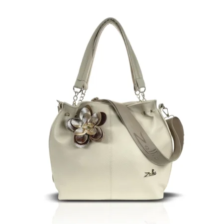 Zellia Női Válltáska Zlb393-F Beige-Arany - Virág Dísszel -