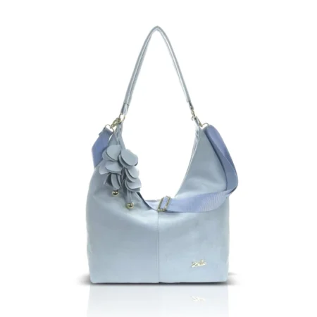 Zellia Női Válltáska Zlb407-F Baba Kék Velúr - Virág Dísszel -