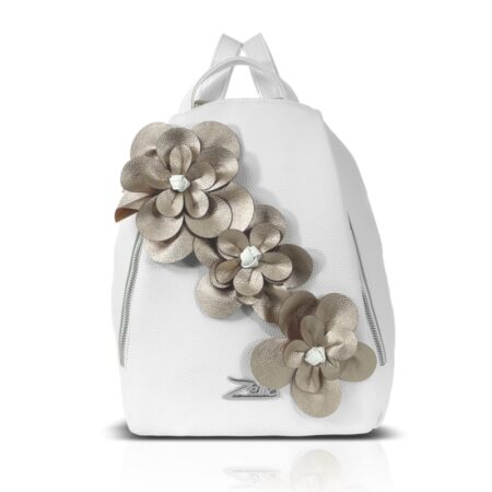 Zellia Női Hátizsák 24147F Fehér-Arany - Brw - Virág Dísszel -
