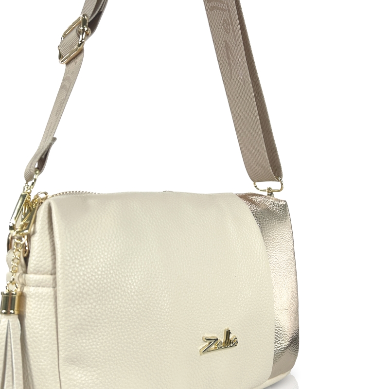 Zellia Női Oldaltáska Zlb210 Beige-Arany - Bari - - Image 4