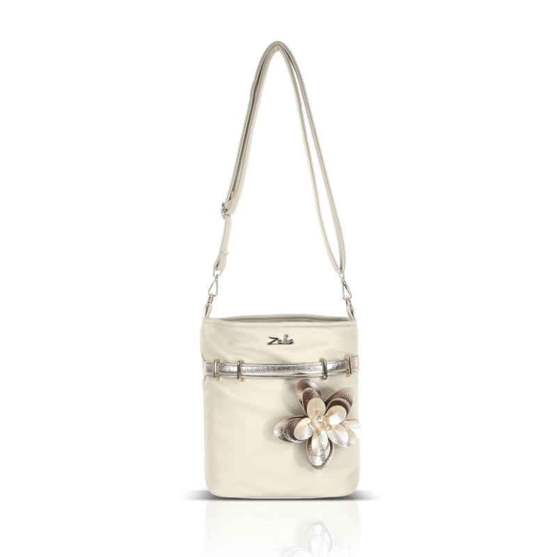 Zellia Női Oldaltáska Zlb431F Beige-Arany - Virág Dísszel -