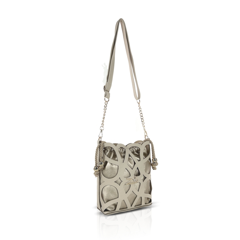 Zellia Női Oldaltáska 25096 Beige-Arany - Brw - - Image 4