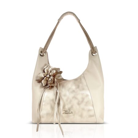 Zellia Női Válltáska 26038F Beige-Arany - Glass - Virág Dísszel -