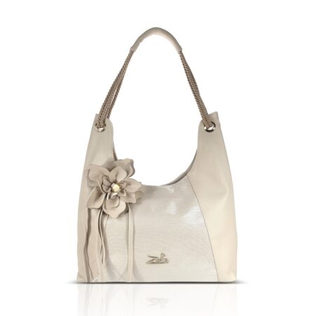 Zellia Női Válltáska 26038F Beige-Arany - Csillámos - Virág Dísszel -