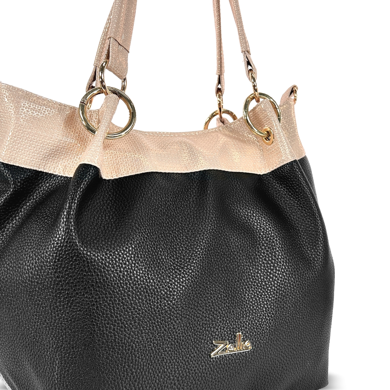 Zellia Női Válltáska Zlb475 Fekete-Rosegold - Csillámos - - Image 3