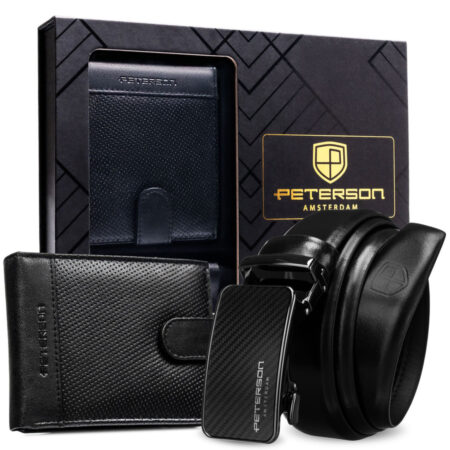 Peterson Férfi Bőr Szett Pénztárca & Automata Őv Ptn N992L-125-D02-Bw