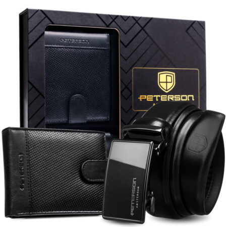 Peterson Férfi Bőr Szett Pénztárca & Automata Őv Ptn N992L-125-D03-Bw