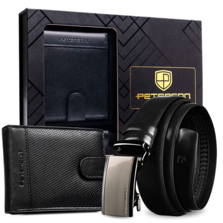 Peterson Férfi Bőr Szett Pénztárca & Automata Őv Ptn N992L-125-D20-Bw