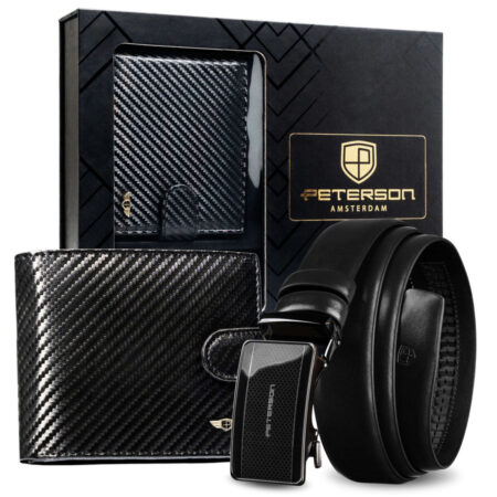 Peterson Férfi Bőr Szett Pénztárca & Automata Őv Ptn N992L-125-P01-Bw