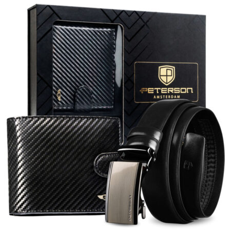 Peterson Férfi Bőr Szett Pénztárca & Automata Őv Ptn N992L-125-P20-Bw