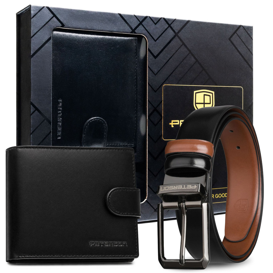 Peterson Férfi Bőr Szett Pénztárca & Őv Ptn N992L-135-Lk-Bw