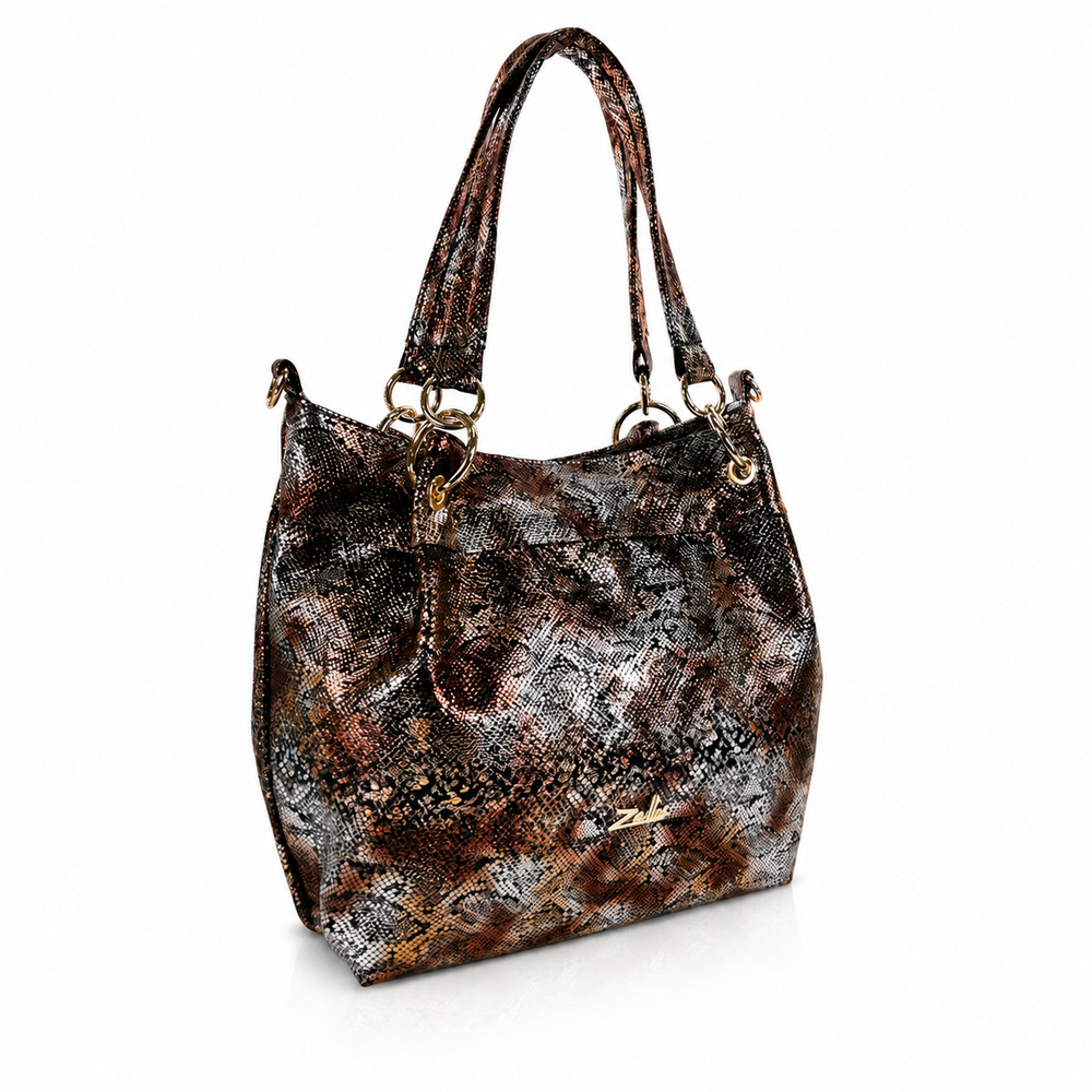 Zellia Női Válltáska Zlb475 Bronz-Fekete - Python - - Image 2